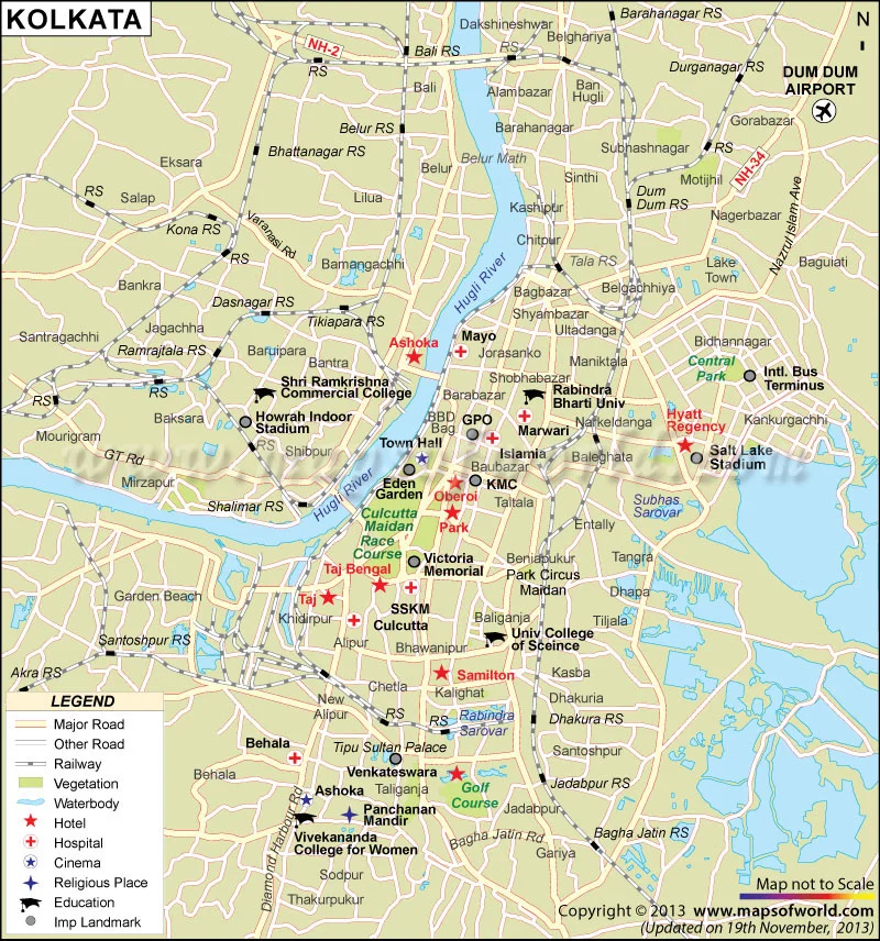 Tourist Map Of Kolkata (Calcutta)
